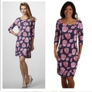 Lilly Pulitzer Great Escape Seashell Newport Mini Dress Jersey Size M Blue Pink
